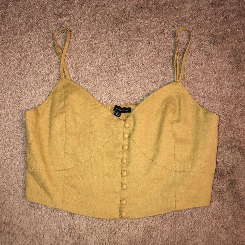 Mustard Yellow Cropped Tank Top